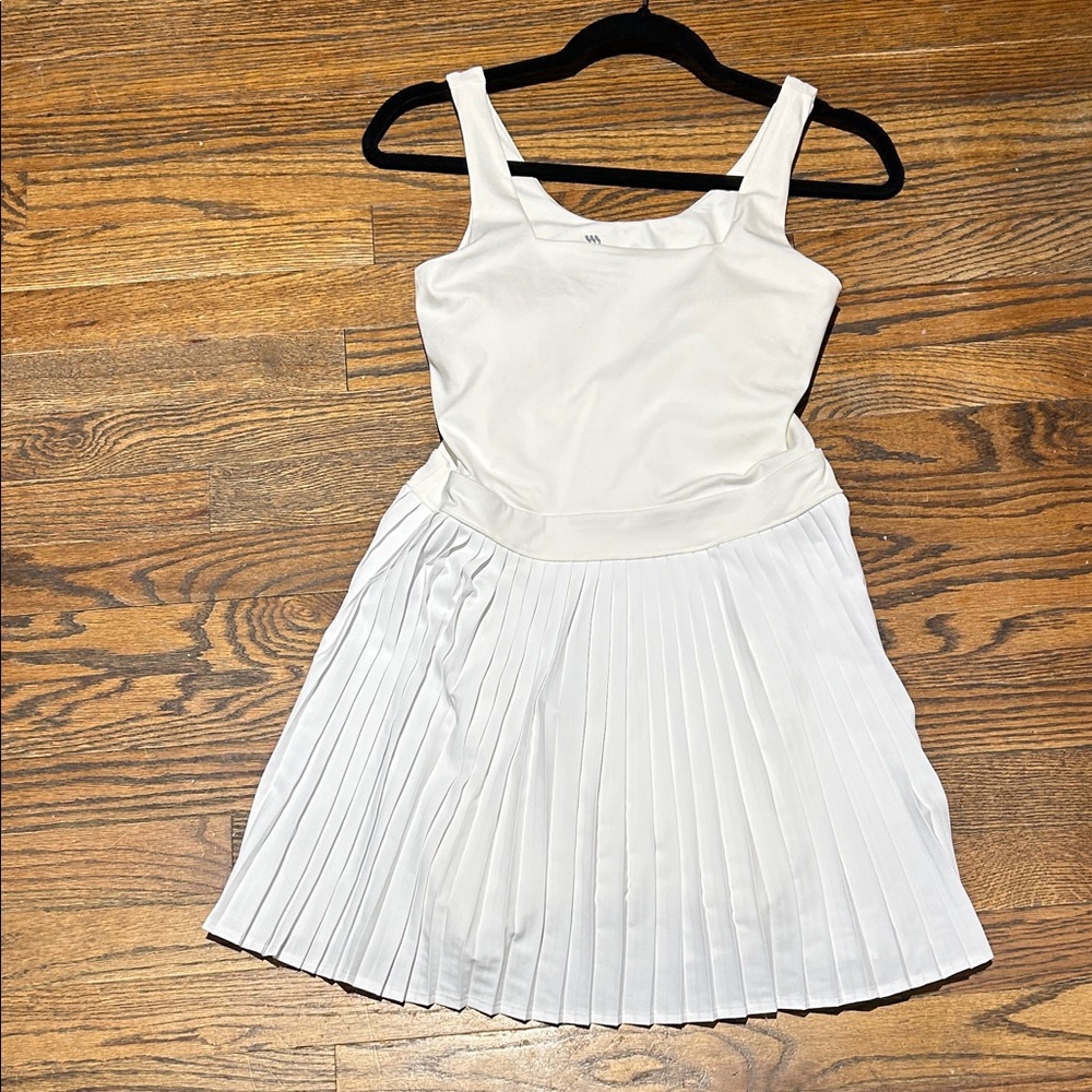 White Pleated Tank Top Skort Bodysuit - Picture 8 of 8